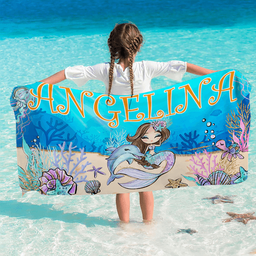 KIDSLOVE Grande Serviette De Plage Personnalisée - 100 X 200 Cm - En