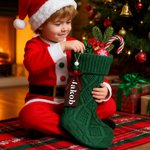 Personlig namnbricka i trä stor hängande strumpa julheminredning julklapp till familjen