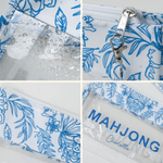 Personalised Blue-and-White Porcelain Mahjong Waterproof Storage Bag with Name Travel Accessory Birthday Gift for Mahjong Lovers