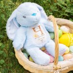 Personalized My First Easter Bib Peter Rabbit Cute Plush Stuffed Animal Toy with Name and Year Easter Gift for Kids Newborns Babies