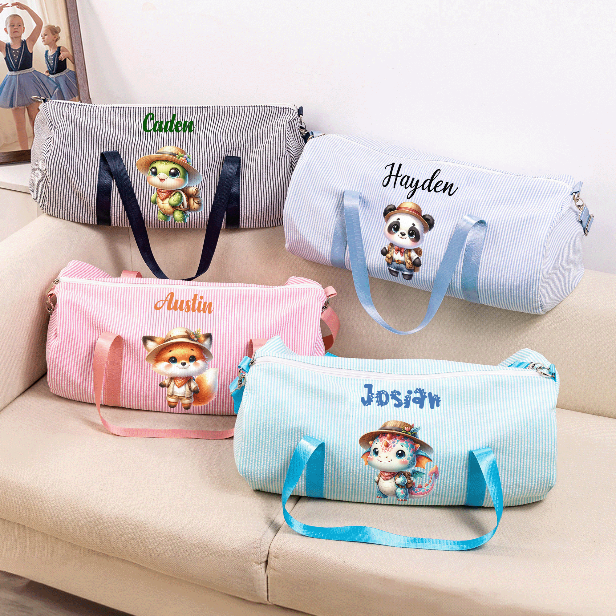 Sac de Voyage à Bandoulière Personnalisé avec Nom et Motif d'Animal Mignon Cadeau d'Anniversaire pour Enfant Adolescent Étudiant