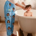 Personalizzato Questo appartiene a 1-6 foto del viso Pantaloni del pigiama in pile con nome e tasca Regalo di compleanno anniversario da indossare tutti i giorni per gli amici della famiglia