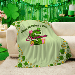 Personalized Shamrock Initial Soft Throw Blanket with Name Home Decor St. Patrick's Day Gift for Family Friends