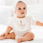 Personalized My First Easter Bib Peter Rabbit Cute Plush Stuffed Animal Toy with Name and Year Easter Gift for Kids Newborns Babies