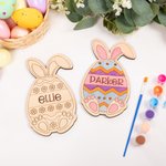 Personalized Easter Egg Bunny Design DIY Paint Wooden Painting Board with Brush and Paint Craft Set Basket Fillers Easter Gift for Kids