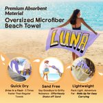 Personalized Pencil Apple Style Quick Dry Microfiber Beach Towel with Alphabet Name Back to School Holiday Birthday Gift for Family Friends Teachers