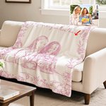 Personnalisé Vintage Foral Portrait Photo Amitié Couverture douce avec texte Décoration de la maison Cadeau d'anniversaire pour la famille Amis