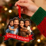 Gepersonaliseerd 3D Cartoon Foto Acryl Kerstornament met Tekst Woondecoratie Kerstcadeau voor Familie en Vrienden