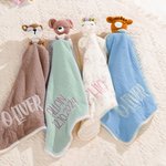 Coperta di sicurezza personalizzata per bambini con nome ricamato, regalo di compleanno per neonati, orso, mucca, fantasia e unicorno.