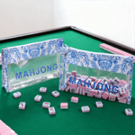 Personalised Blue-and-White Porcelain Mahjong Waterproof Storage Bag with Name Travel Accessory Birthday Gift for Mahjong Lovers