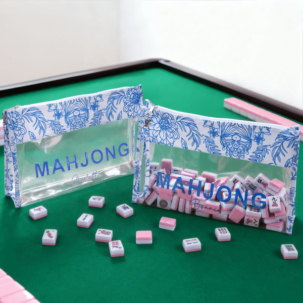Sac de rangement imperméable en porcelaine bleu et blanc avec nom Accessoire de voyage Cadeau d'anniversaire pour les amateurs de Mahjong