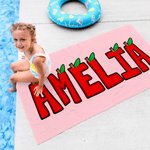 Personalized Pencil Apple Style Quick Dry Microfiber Beach Towel with Alphabet Name Back to School Holiday Birthday Gift for Family Friends Teachers