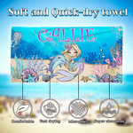 Personalized Fantasy Mermaid Quick Dry Oversized Beach Towel with Name Beach Party Holiday Gift for Girls