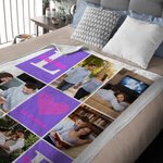 Couverture Douce Personnalisée avec Photos Noms et Texte Cadeau Anniversaire St-Valentin pour Couple Famille