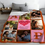 Couverture Douce Personnalisée avec Photos Noms et Texte Cadeau Anniversaire St-Valentin pour Couple Famille