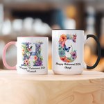Personalised Watercolour Butterfly Floral Initial Design Ceramic Coffee Mug with Name and Year Daily Use Retirement Gift for Woman Retiree