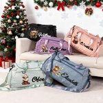 Personalised Highland Cow Multi-Compartment Waterproof Duffel Bag with Shoulder Strap and Name Birthday Christmas Gift for Women