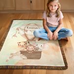 Personalised Watercolor Balloon Animal Soft Tassel Blanket with Name Home Decor Birthday Gift for Kids Family