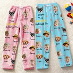 Personalizzato Questo appartiene a 1-6 foto del viso Pantaloni del pigiama in pile con nome e tasca Regalo di compleanno anniversario da indossare tutti i giorni per gli amici della famiglia
