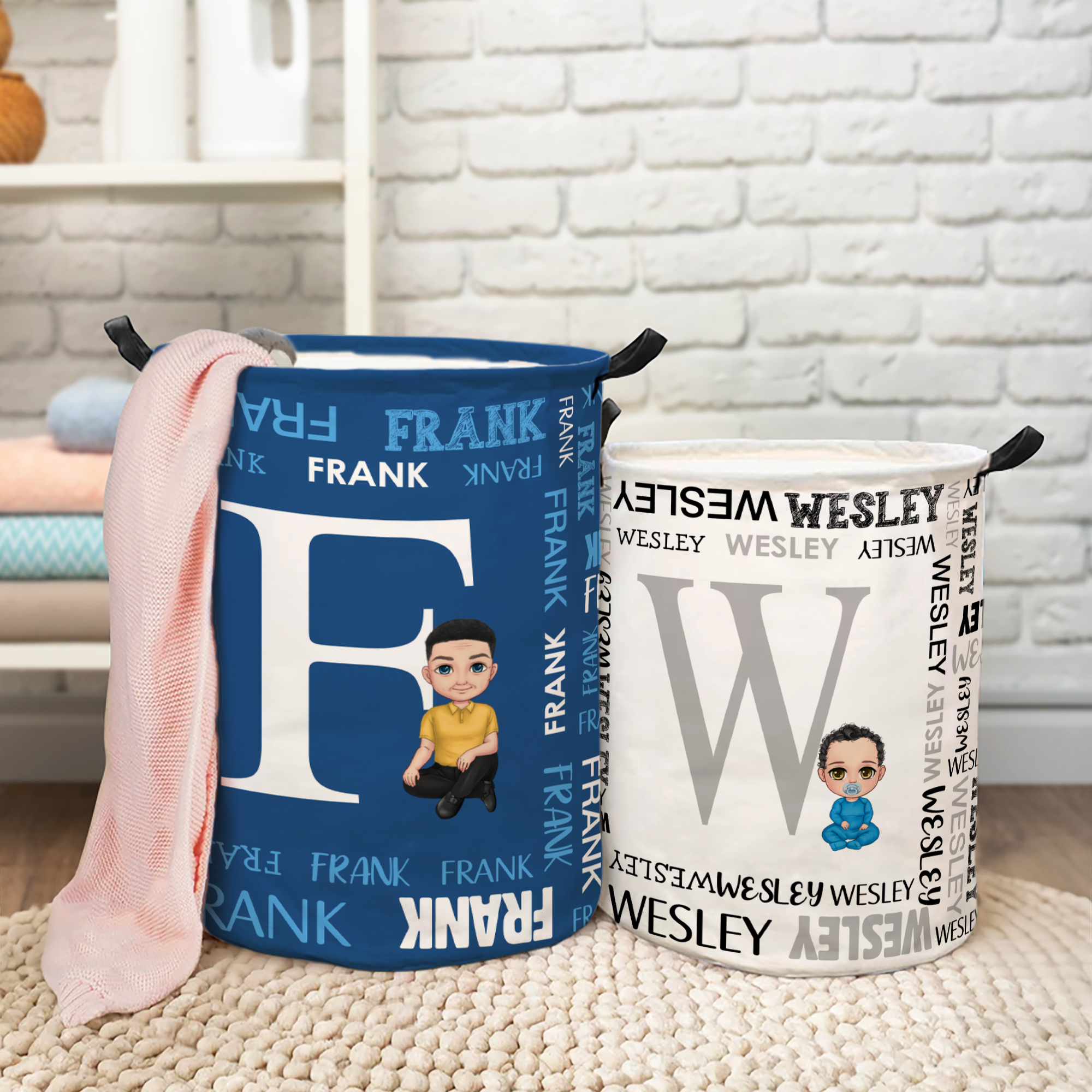 Panier à linge personnalisé avec nom et initiale Utilisation quotidienne Cadeau d'anniversaire pour amis Famille