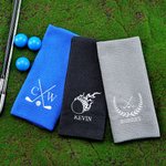 Personoitu monogrammi golfpyyhe nopeasti kuivuva mikrokuitu kirjainkirjailu ja karabiinikiinnike lahja golfharrastajille