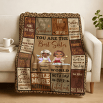 Personalised Cartoon Character Retro Checkerboard Soft Throw Blanket with Name Home Decor Daily Use Friendship Birthday Gift for Friends Sisters