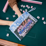 Personalised Blue-and-White Porcelain Mahjong Waterproof Storage Bag with Name Travel Accessory Birthday Gift for Mahjong Lovers