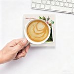 Personalised Red Berries Wreath Memory Photo Square Ceramic Coaster with Text Home Decor Christmas Gift for Friends Family