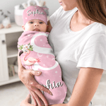 Personalized Flower Wreath Animals 100% Cotton Swaddle Blanket and Hat Set with Name Birthday Baby Shower Gift for Newborns Babies