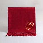 Sciarpa calda personalizzata con ricamo a doppio cuore, multicolore, super morbida con nappe, con nome e data, regalo di Natale, compleanno e anniversario per una coppia.