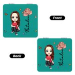 Personalized Cartoon Character Birth Flower Heart Round Square Makeup Mirror with Name Portable Birthday Wedding Party Gift for Women