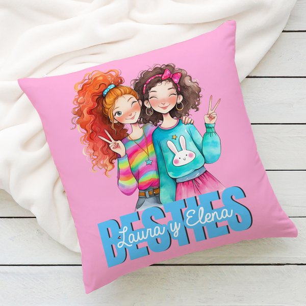 Funda de cojín personalizada con personajes de dibujos animados multicolor y nombre regalo de cumpleaños y Navidad para niñas