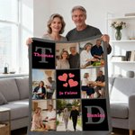 Couverture Douce Personnalisée avec Photos Noms et Texte Cadeau Anniversaire St-Valentin pour Couple Famille