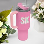 Personalized Multicolour Shadow Monogram Large Capacity 40oz Name Tumbler with Handle Lid and Straw Birthday Party Sport Gift for Her