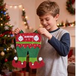 Personalised Elf Pants Christmas Stocking with Embroidery Name Fireplace Christmas Tree Hanging Decor Christmas Gift for Family Friend