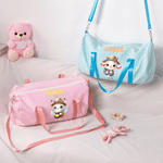 Personalized Cartoon Traveling Animals Travel Duffel Bag with Name and Shoulder Strap Daily Use Birthday Gift for Kid Teenager Student