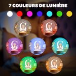 Veilleuse LED Personnalisée avec Nom et Motif d'Animal Décoraton de Chambre avec Socle en Bois Cadeau Anniversaire Noël pour Bébés Enfants