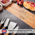 Personalized Engraved Name Date 11 Pcs Acacia Marble Cutting Board Coaster Set with Ceramic Bowl Made in USA Christmas Gift for Family Friends