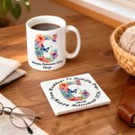 Personalised Watercolour Butterfly Floral Initial Design Ceramic Coffee Mug with Name and Year Daily Use Retirement Gift for Woman Retiree