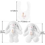 Personalized My First Easter Bib Peter Rabbit Cute Plush Stuffed Animal Toy with Name and Year Easter Gift for Kids Newborns Babies
