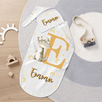 Personalized Flower Wreath Animals 100% Cotton Swaddle Blanket and Hat Set with Name Birthday Baby Shower Gift for Newborns Babies