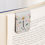 Personalised Birth Flower Floral PU Leather Magnetic Bookmark Clip with Name Reading Accessory Daily Use Birthday Gift for Bookworms Librarians