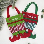 Personalised Elf Pants Christmas Stocking with Embroidery Name Fireplace Christmas Tree Hanging Decor Christmas Gift for Family Friend