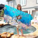 Personalized Fantasy Mermaid Quick Dry Oversized Beach Towel with Name Beach Party Holiday Gift for Girls
