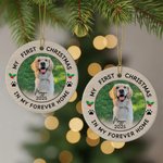 Personalised My First Christmas Photo Ceramic Christmas Ornament with Name and Year Home Tree Decor Christmas Gift for Family Friends Pet Lovers