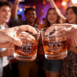 Personalized Best Friends Whiskey Glasses Coaster Set with Name Party Anniversary Gift for Whiskey Lovers