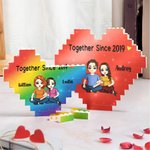 Personlig Tillsammans Sedan Många År Regnbåge Tecknad Karaktär Hjärta Bygga Tegel Pussel med Namn Heminredning Alla hjärtans dag Gåva för Par