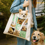 Personalized 1-2 Pet Paw Print 9-Slot Large Capacity Canvas Tote Bag with Name and Initial Birthday Gift for Pet Lovers Owners