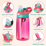 Personalized Cute Peter Rabbit Initial 16 oz Kid Water Bottle with Name and Silicone Straw Outdoors Birthday Easter Gift for Kids