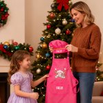 Tablier ajustable pour enfant avec nom et poche Accessoire de cuisine Cadeau d'anniversaire pour garçons filles